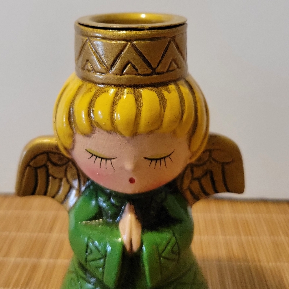 Vintage Wolin Japan Christmas Angel 🎄 Candlestick Holder Figurine 60s-70s - Picture 7 of 7